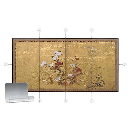 Clear lucite screen brackets in STANDARD size for the 4-panel Japanese folding screen hanging kit.