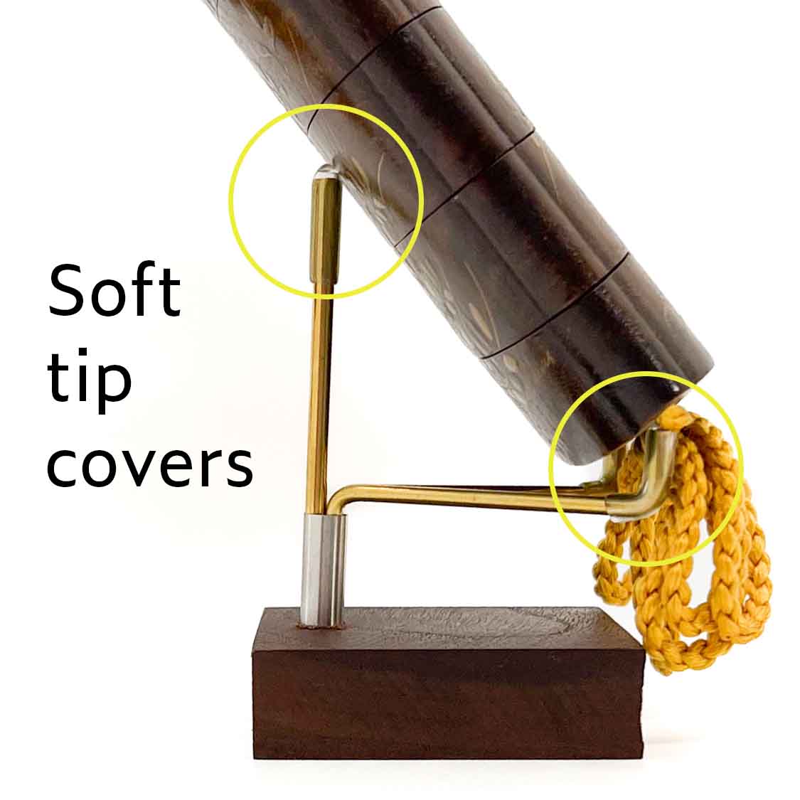 Close-up view of covered tips to protect the object.