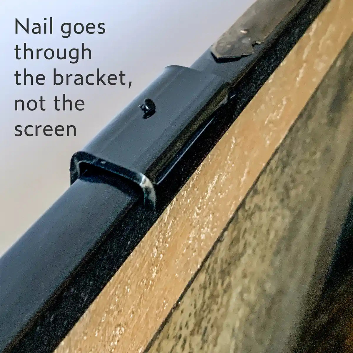 Safe Japanese Screen Bracket Installation - Nail Through Bracket Corner Without Screen Damage