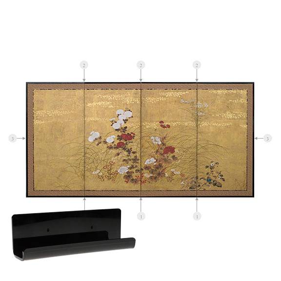 LARGE size screen brackets for the 4-panel Japanese folding screen hanging kit.