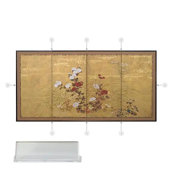 Clear lucite brackets in WIDE size for the 4-panel Japanese folding screen hanging kit.