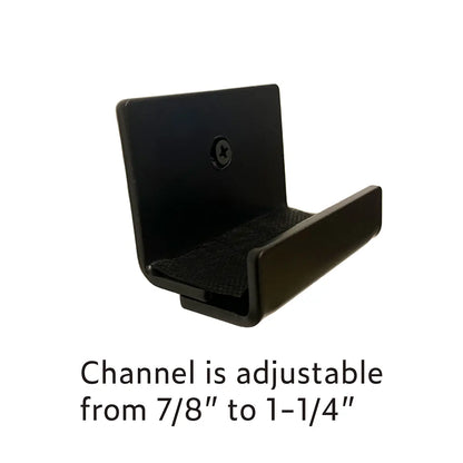 Steel Heavy Duty Art Mounting Bracket.  Adjusts from 7/8" channel to 1-1/4" channel.