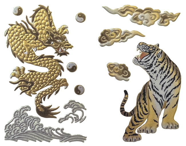 Dragon and Tiger Japanese Makie Sticker