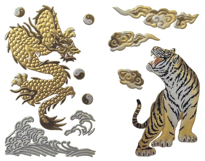 Dragon and Tiger Japanese Makie Sticker