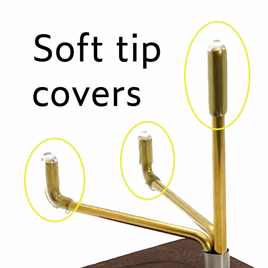Close-up view of soft tip covers to protect your art and collectibles