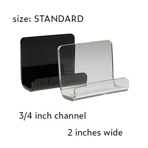 Clear and black lucite brackets for Japanese folding screens in STANDARD size.