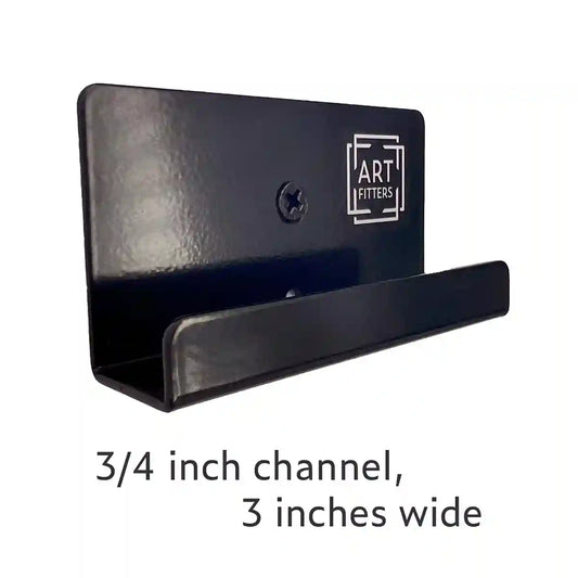 Improved ALT Text:
"Stainless steel satin black bracket for Japanese folding screens - 3/4 inch channel 3 inches wide heavy-duty mounting hardware