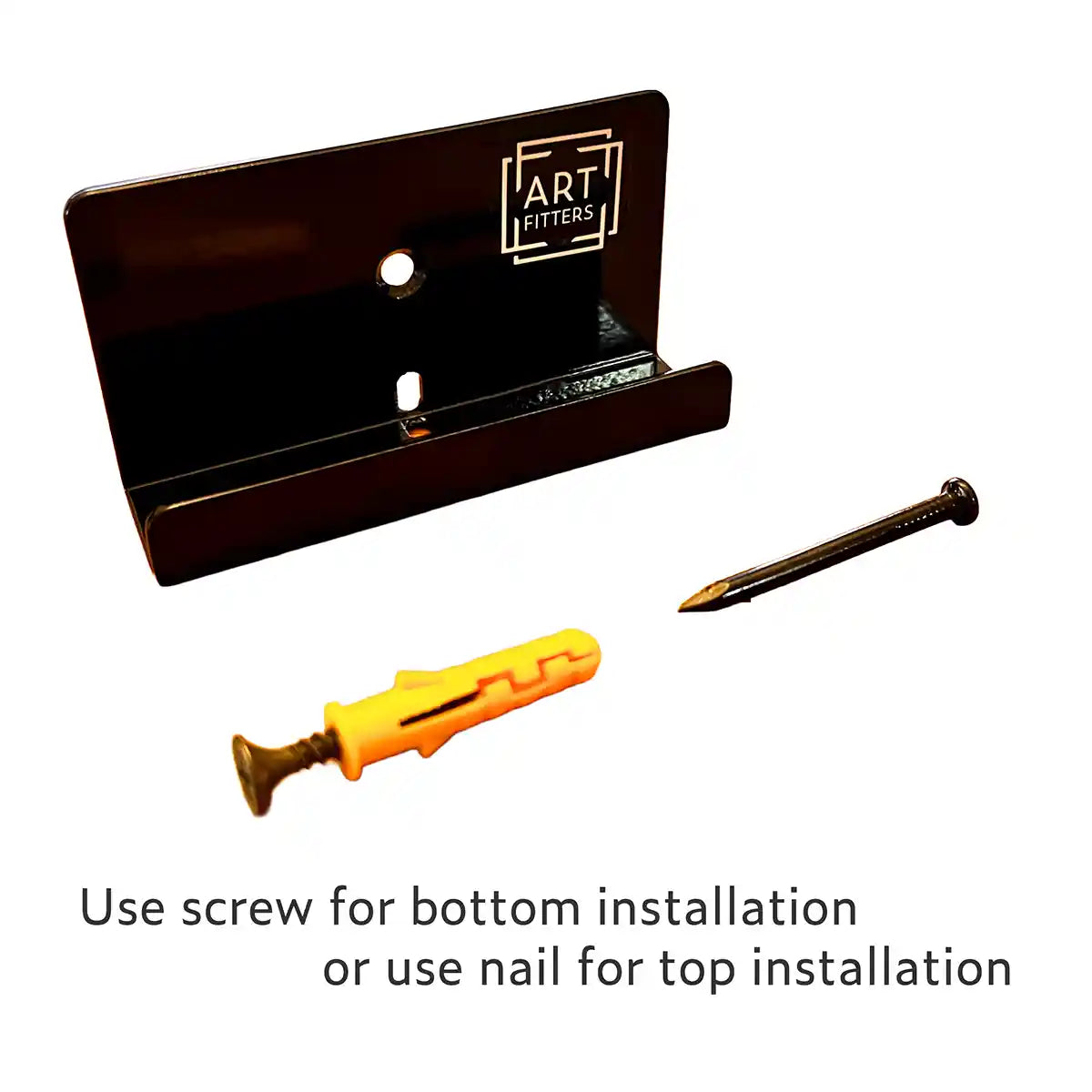 Stainless steel Japanese screen bracket with installation hardware - screw and anchor for bottom mount, nail for top mount