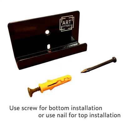 Stainless steel Japanese screen bracket with installation hardware - screw and anchor for bottom mount, nail for top mount